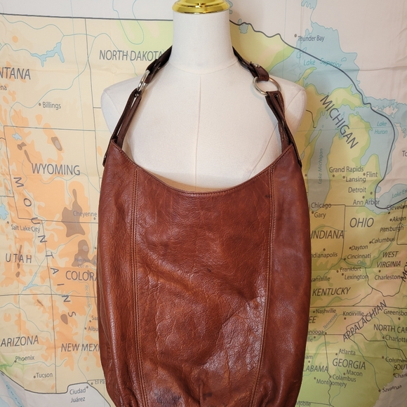 Vintage Brown Leather Shoulder Bag Purse Satchel - Picture 4 of 14